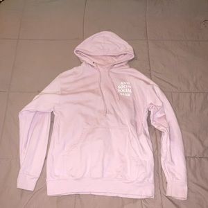 Anti social social club pink hoodie